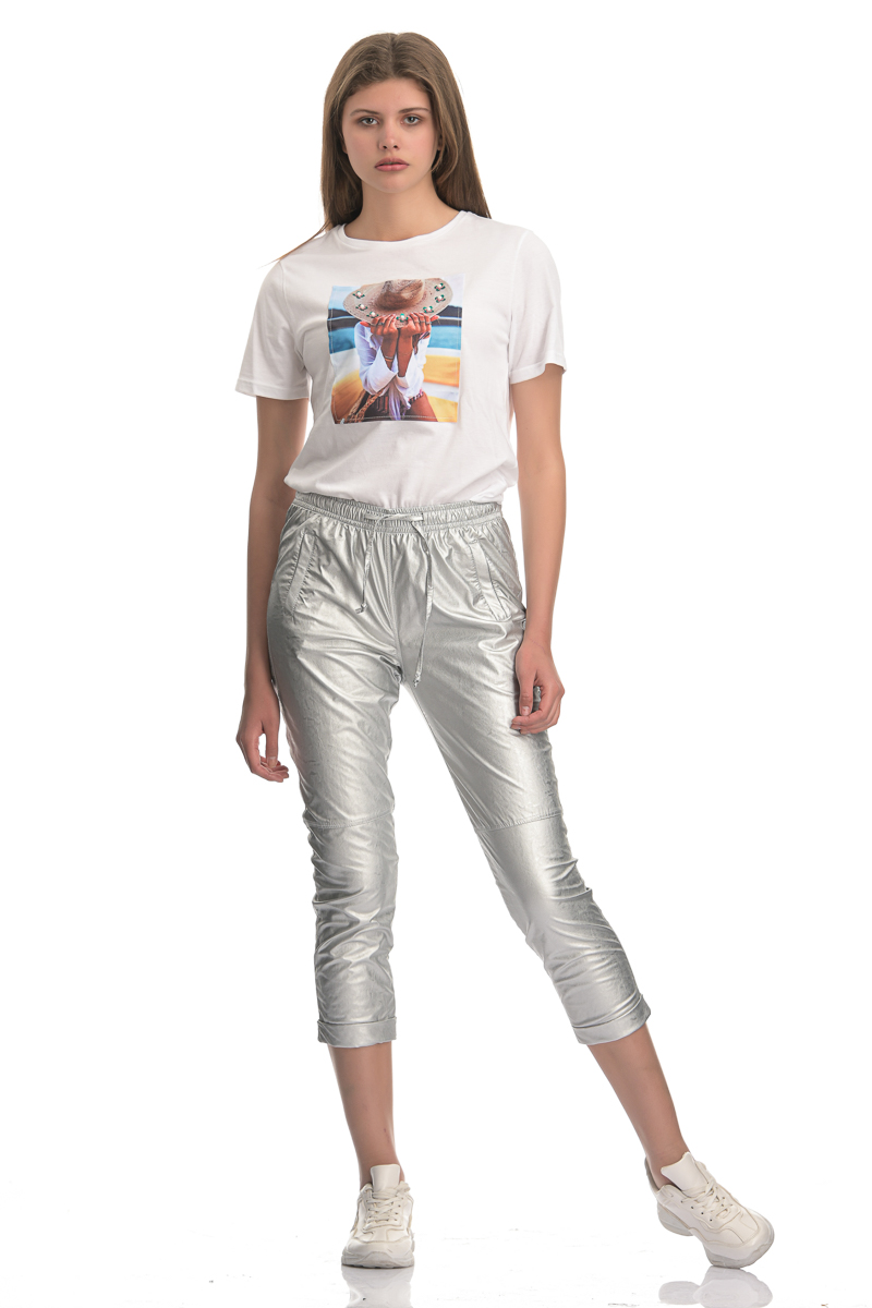 faux leather jogger trousers