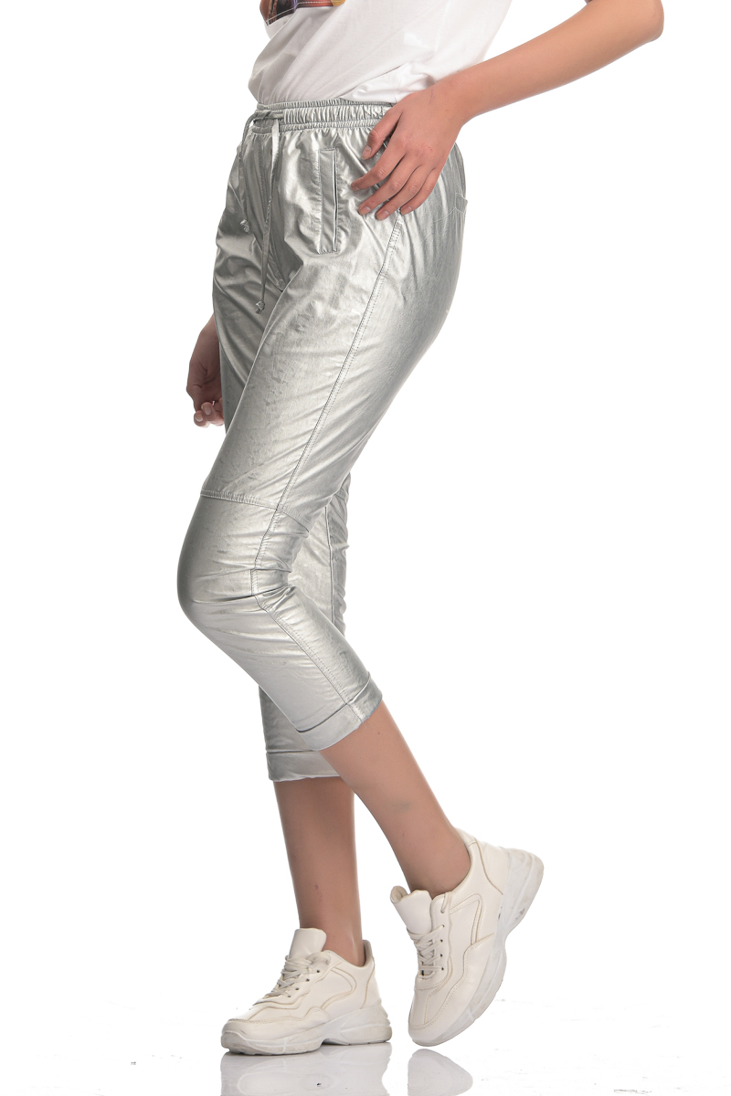 faux leather jogger trousers